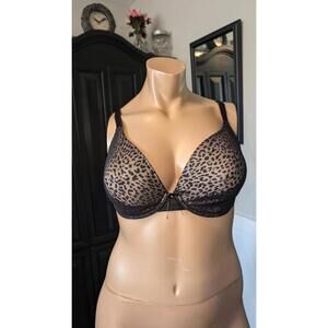 Curvation Black & Leopard Print Underwire Bra – Size 42DD